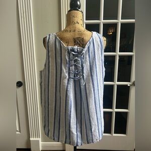 XL blue lace up tank top (laces in back)